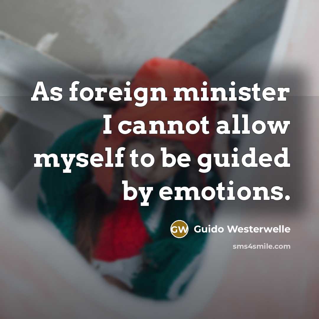 “As foreign minister I cannot allow myself to be guided…” quote by Guido Westerwelle