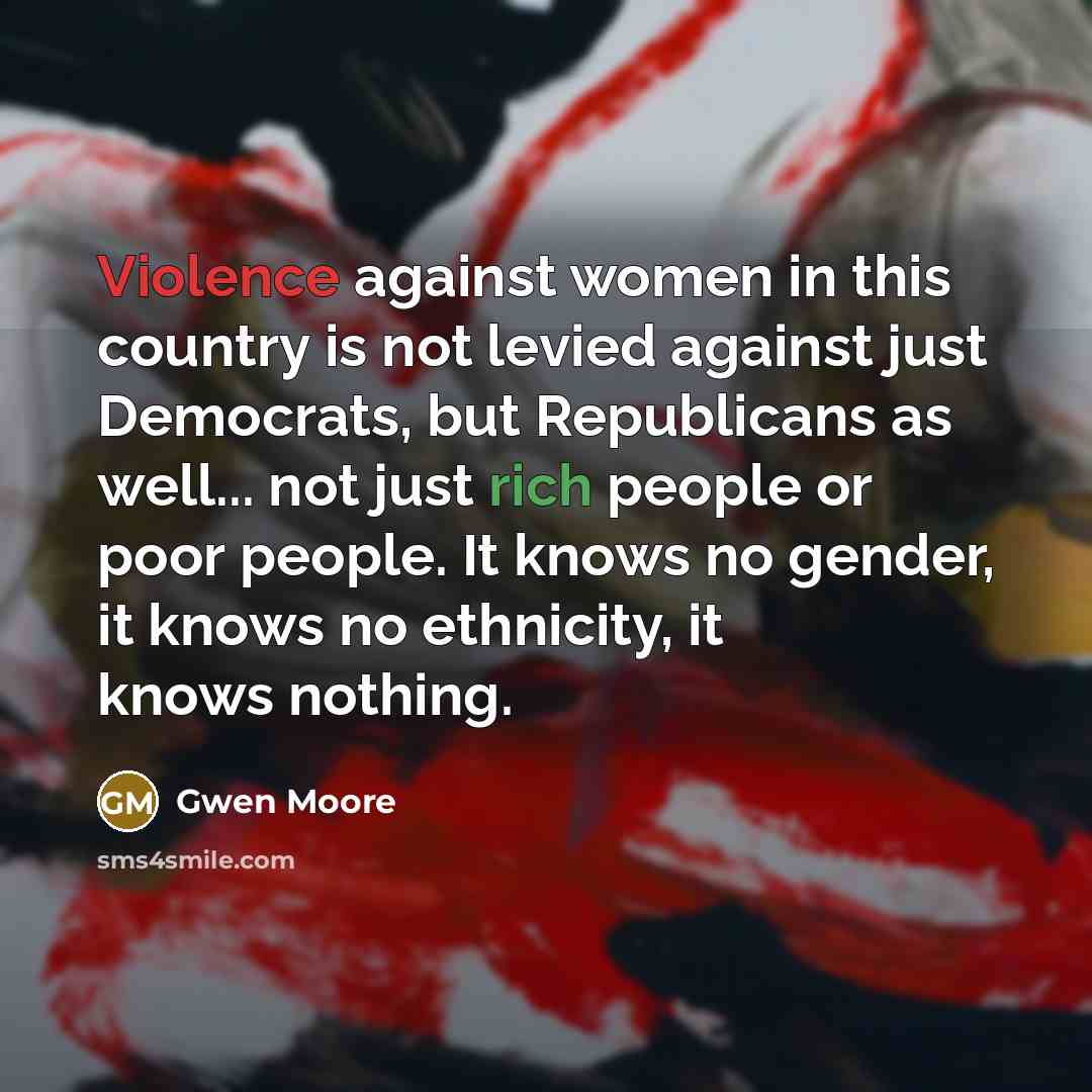 “Violence against women in this country is not levied against…” quote by Gwen Moore