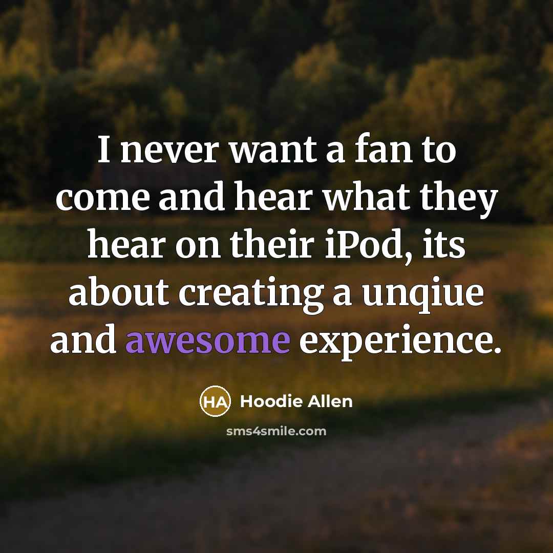 “I never want a fan to come and hear what…” quote by Hoodie Allen