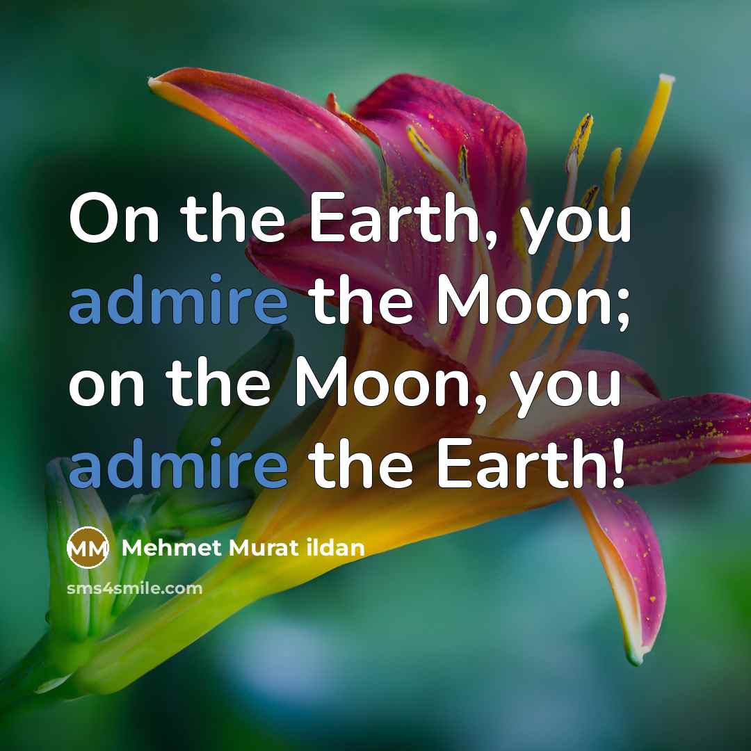 “On the Earth, you admire the Moon; on the Moon,…” quote by Mehmet Murat Ildan