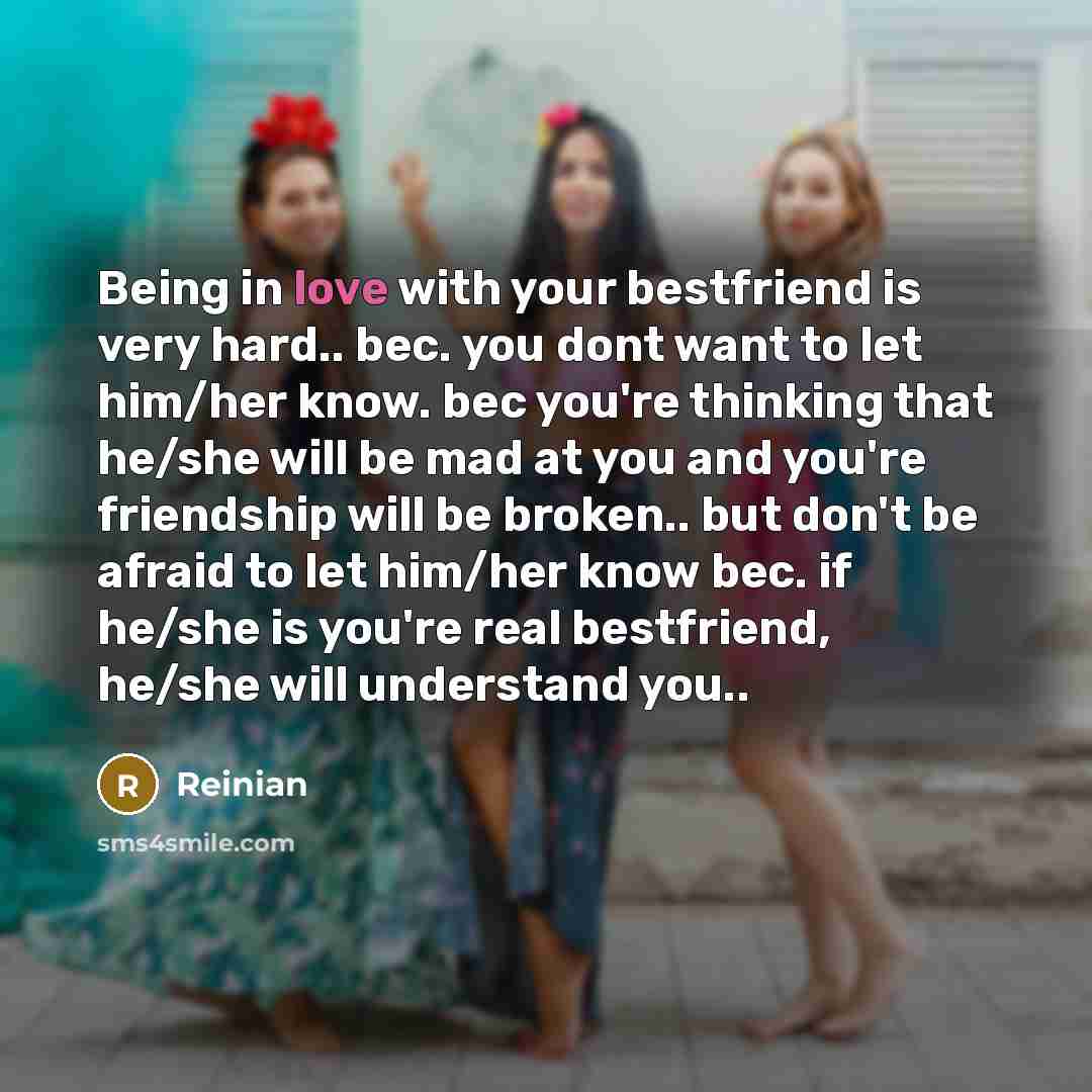 “Being in love with your bestfriend is very hard.. bec.…” quote by Reinian