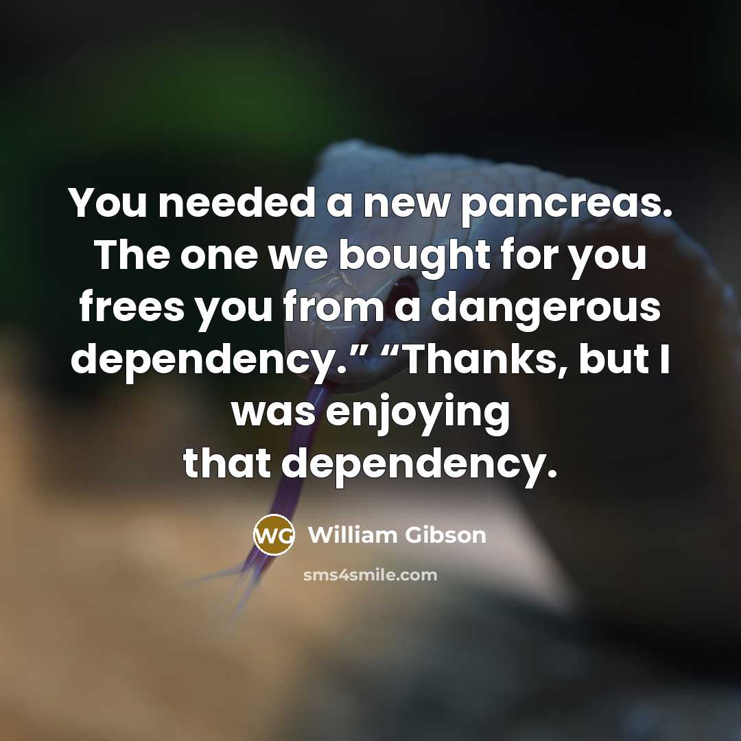 “You needed a new pancreas. The one we bought for…” quote by William Gibson