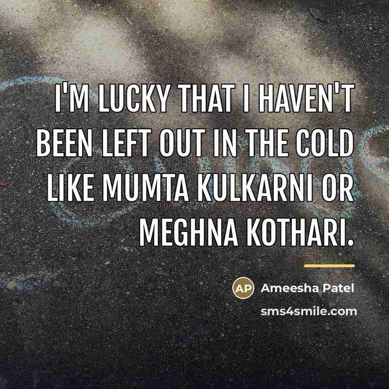 “I'm lucky that I haven't been left out in the…” quote by Ameesha Patel
