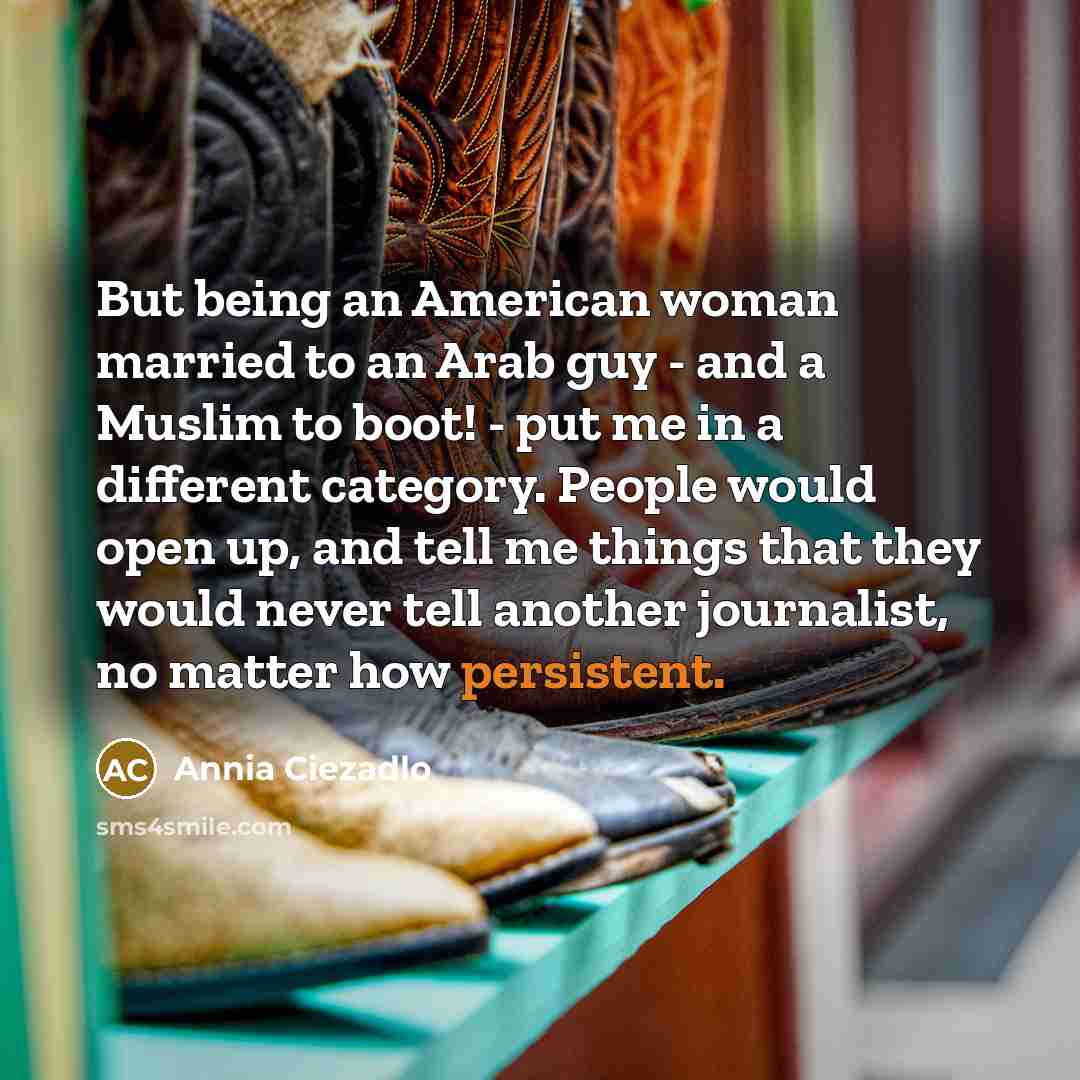 “But being an American woman married to an Arab guy…” quote by Annia Ciezadlo