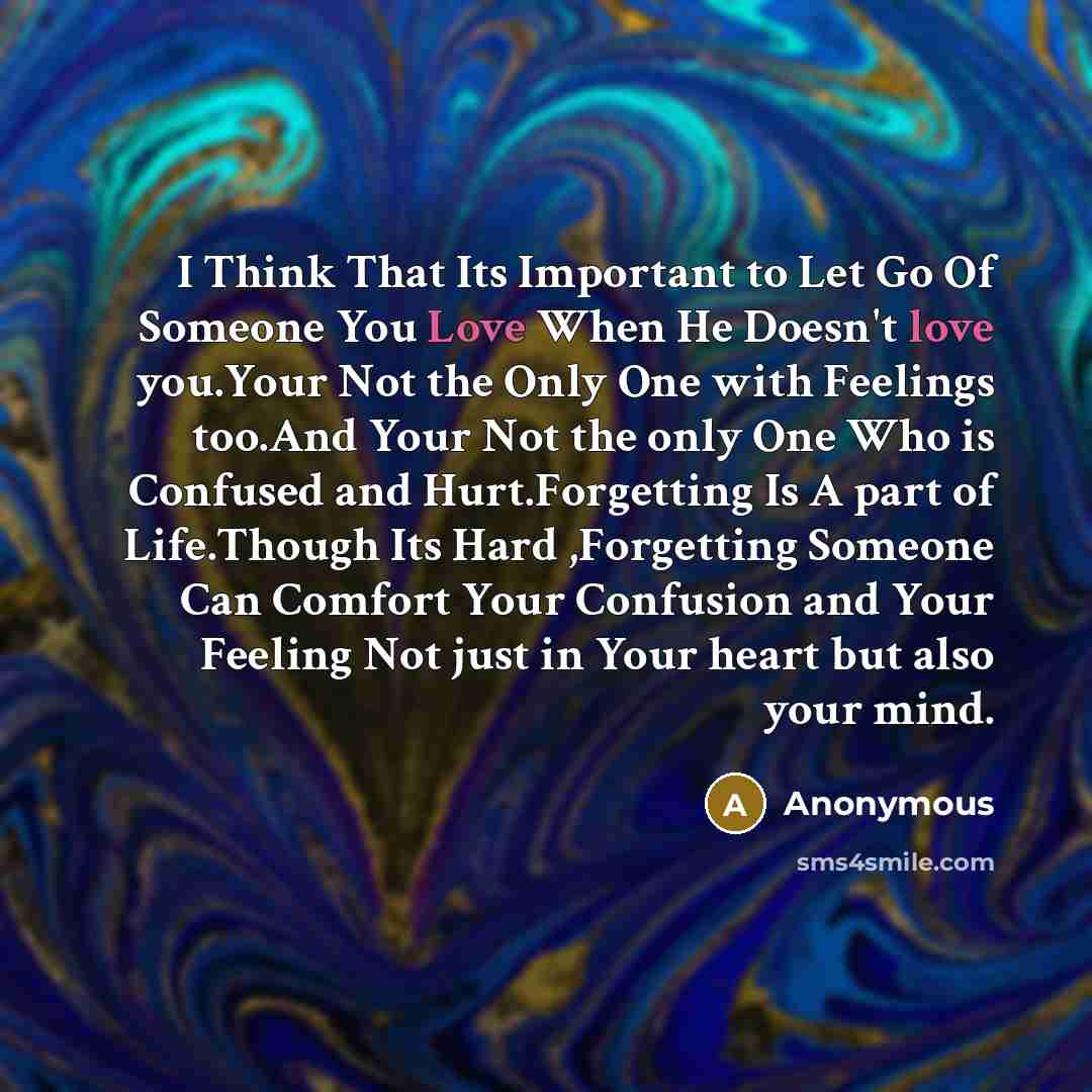 “I Think That Its Important to Let Go Of Someone…” quote by Anonymous