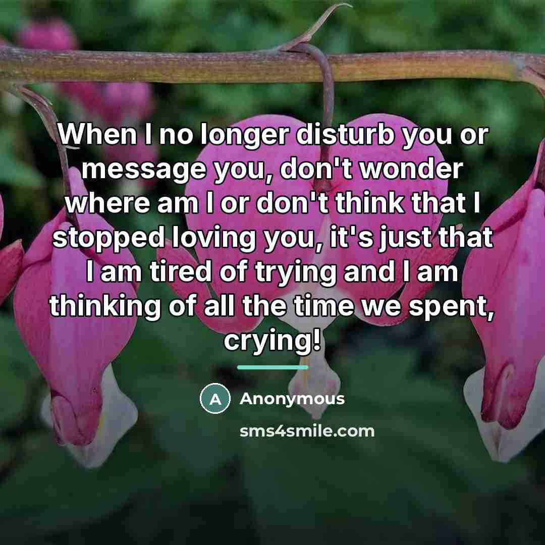 “When I no longer disturb you or message you, don't…” quote by Anonymous
