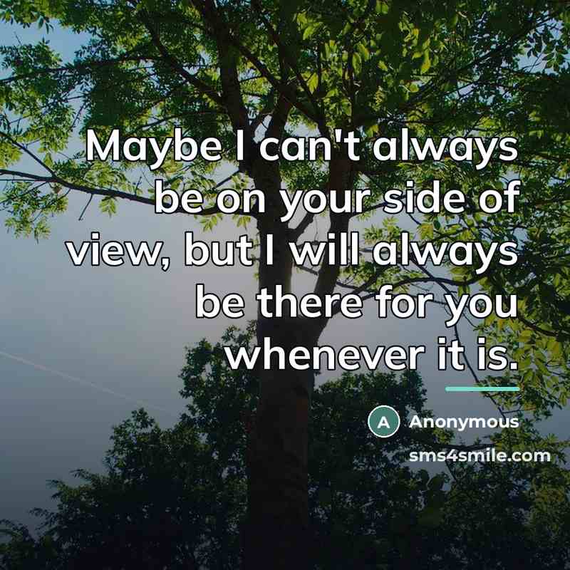 “Maybe I can't always be on your side of view,…” quote by Anonymous