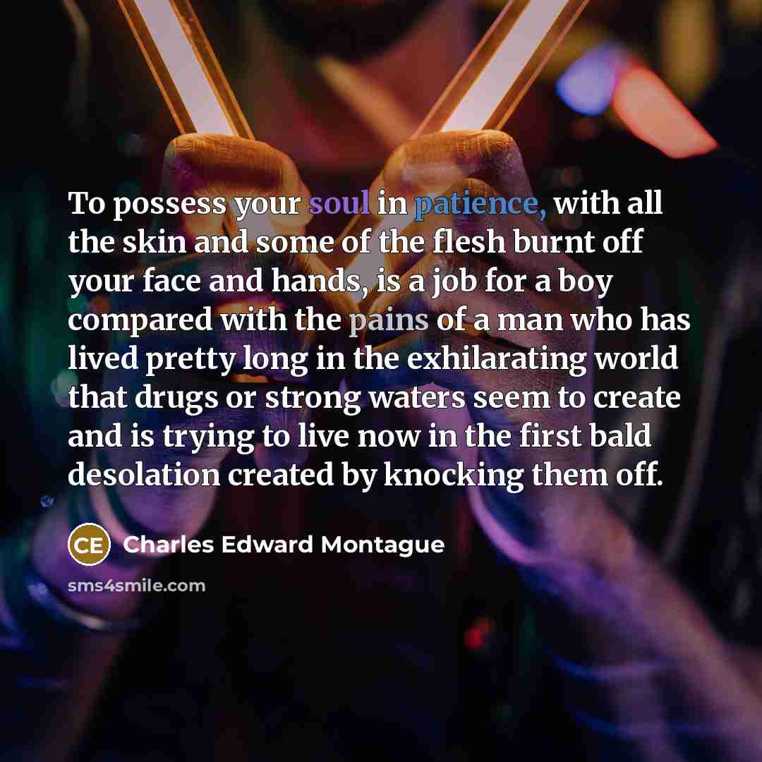 “To possess your soul in patience, with all the skin…” quote by Charles Edward Montague