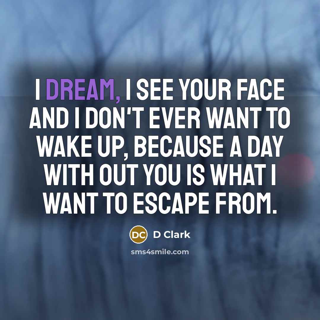 “I dream, I see your face and I don't ever…” quote by D Clark