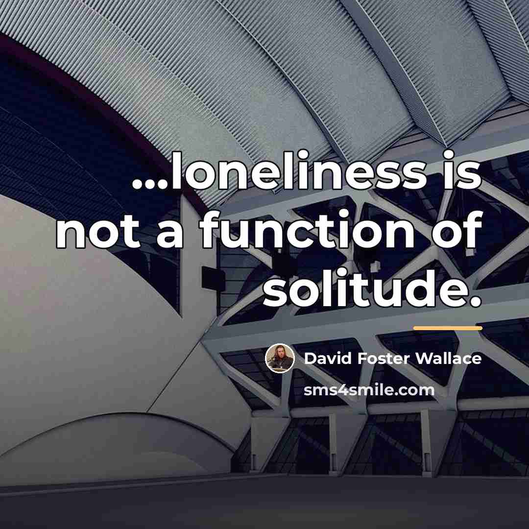 “...loneliness is not a function of solitude.…” quote by David Foster Wallace