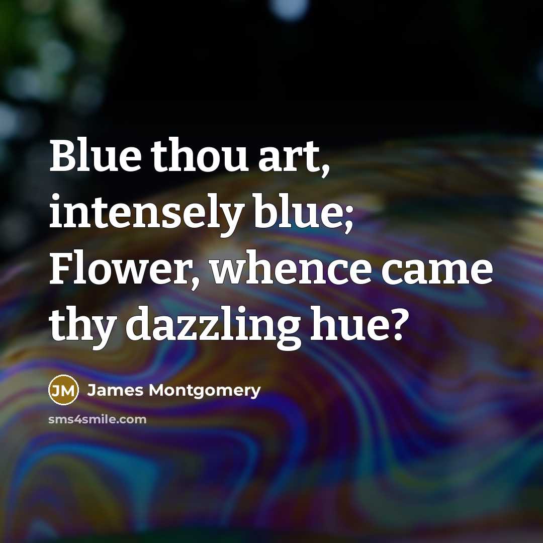 “Blue thou art, intensely blue; Flower, whence came thy dazzling…” quote by James Montgomery