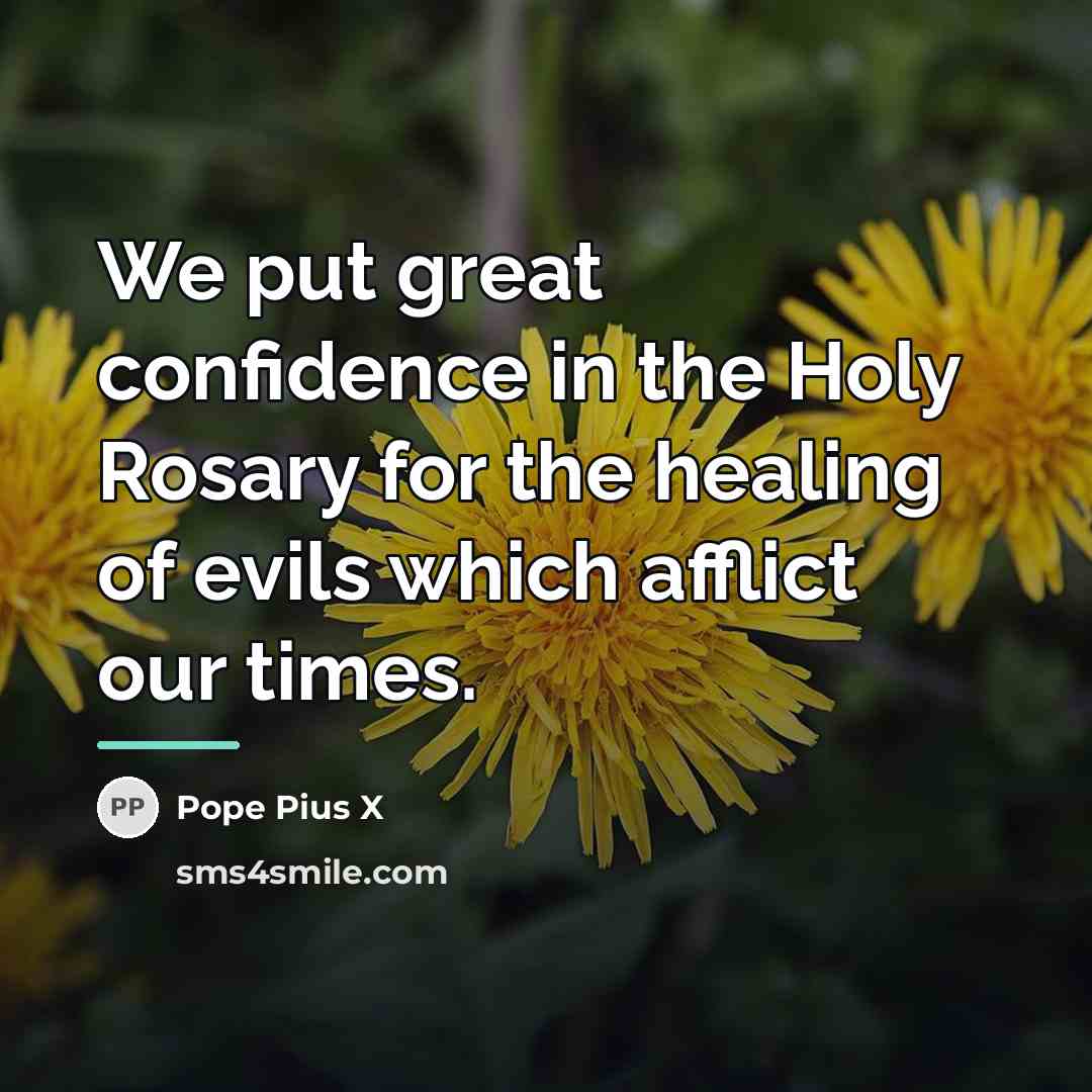 “We put great confidence in the Holy Rosary for the…” quote by Pope Pius X