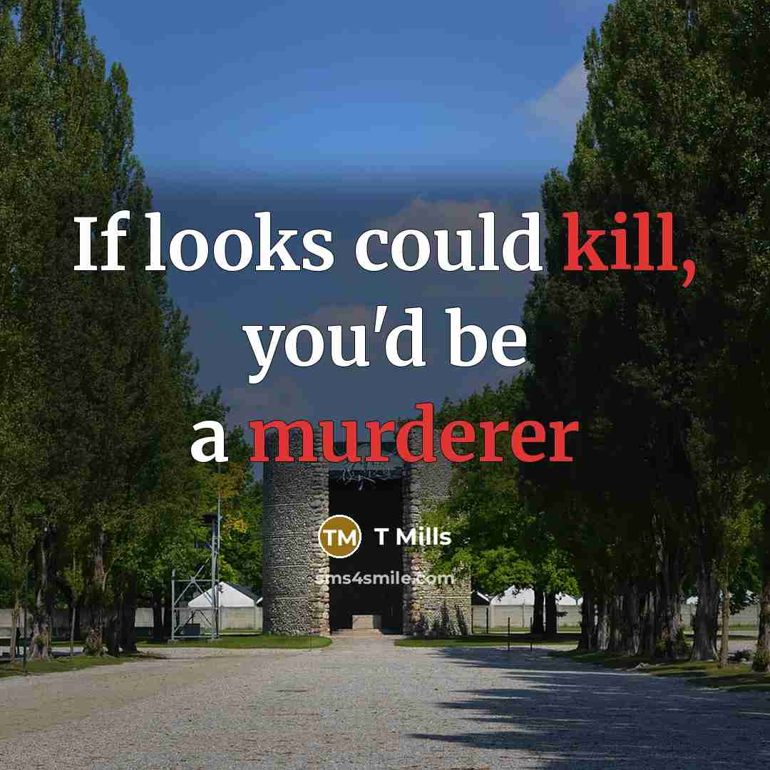 “If looks could kill, you'd be a murderer” quote by T Mills