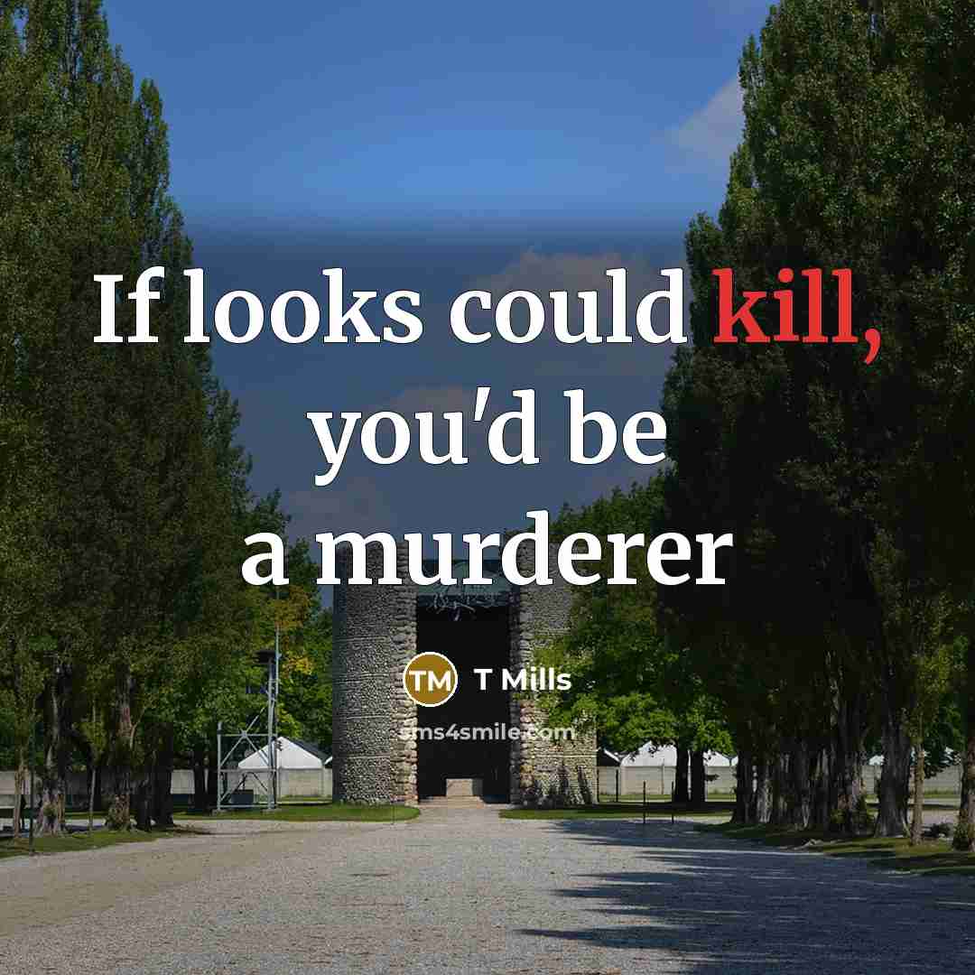 “If looks could kill, you'd be a murderer…” quote by T Mills