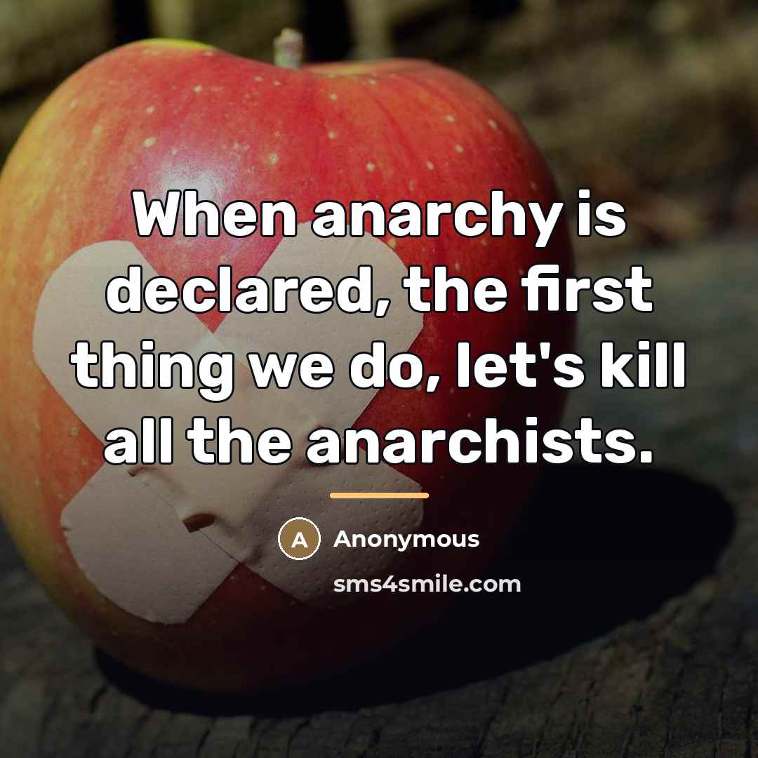 “When anarchy is declared, the first thing we do, let's…” quote by Anonymous