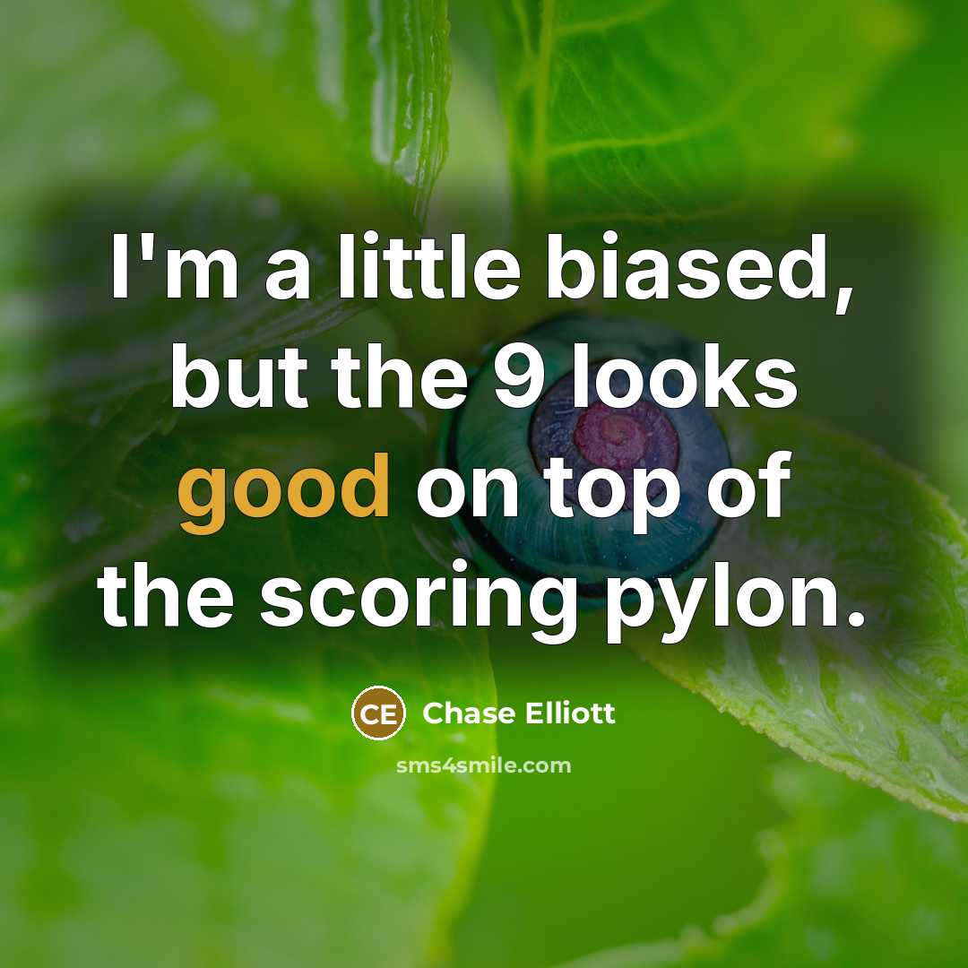 “I'm a little biased, but the 9 looks good on…” quote by Chase Elliott