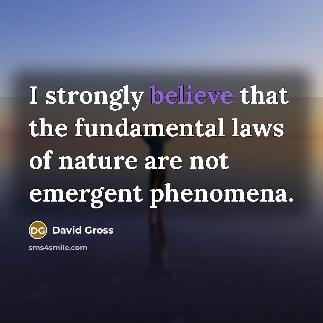 “I strongly believe that the fundamental laws of nature are…” quote by David Gross