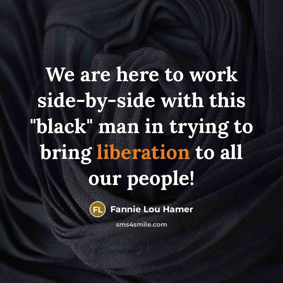 “We are here to work side-by-side with this "black" man…” quote by Fannie Lou Hamer