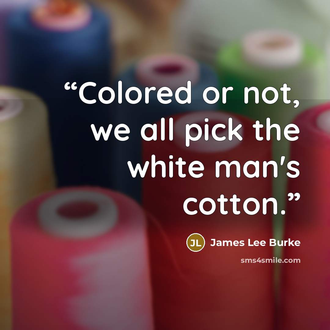 “Colored or not, we all pick the white man's cotton.” quote by James Lee Burke
