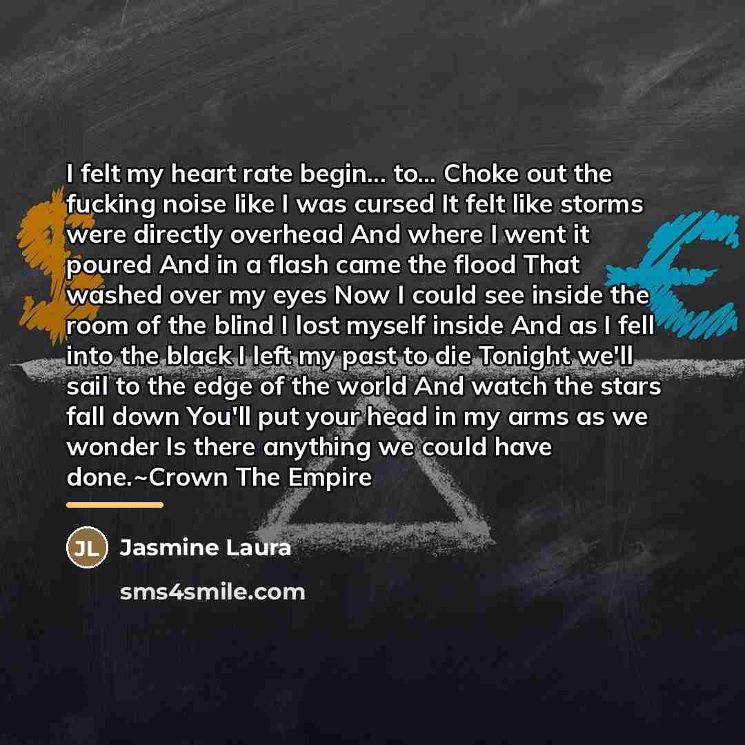 “I felt my heart rate begin... to... Choke out the…” quote by Jasmine Laura