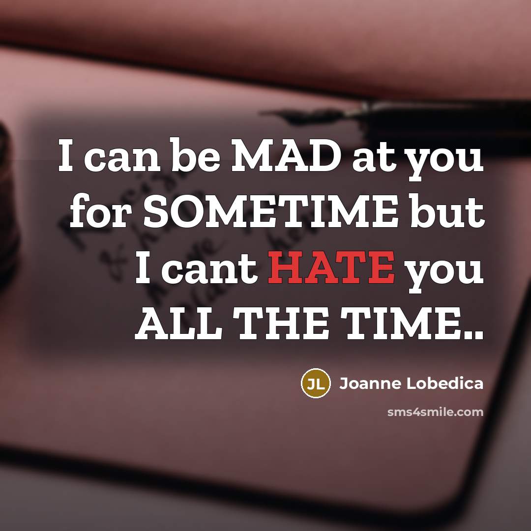 “I can be MAD at you for SOMETIME but I…” quote by Joanne Lobedica