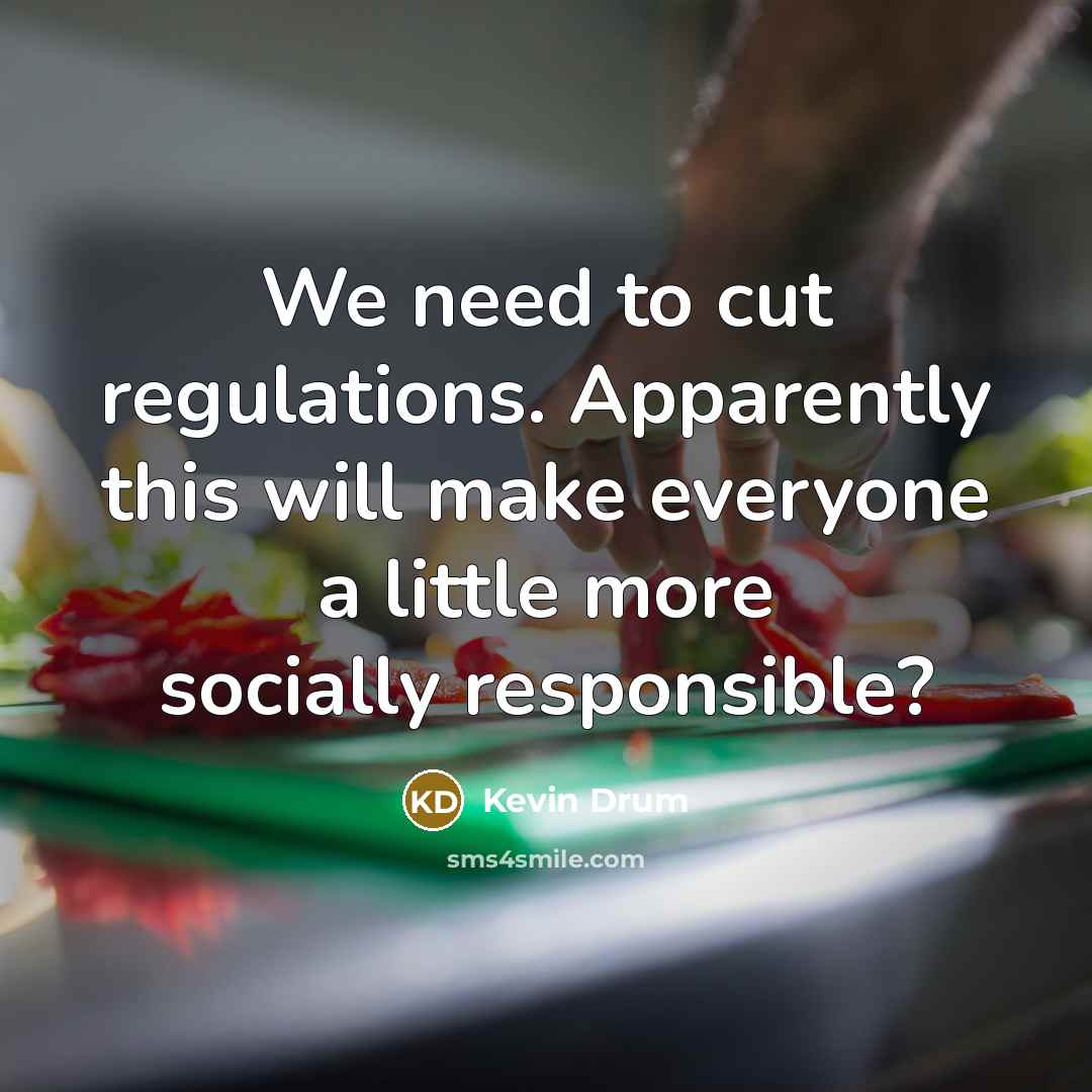 “We need to cut regulations. Apparently this will make everyone…” quote by Kevin Drum