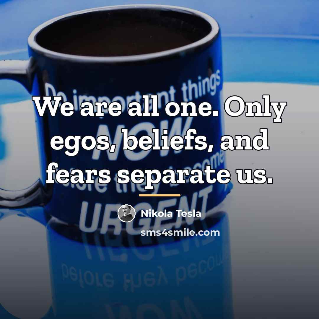 “We are all one. Only egos, beliefs, and fears separate…” quote by Nikola Tesla