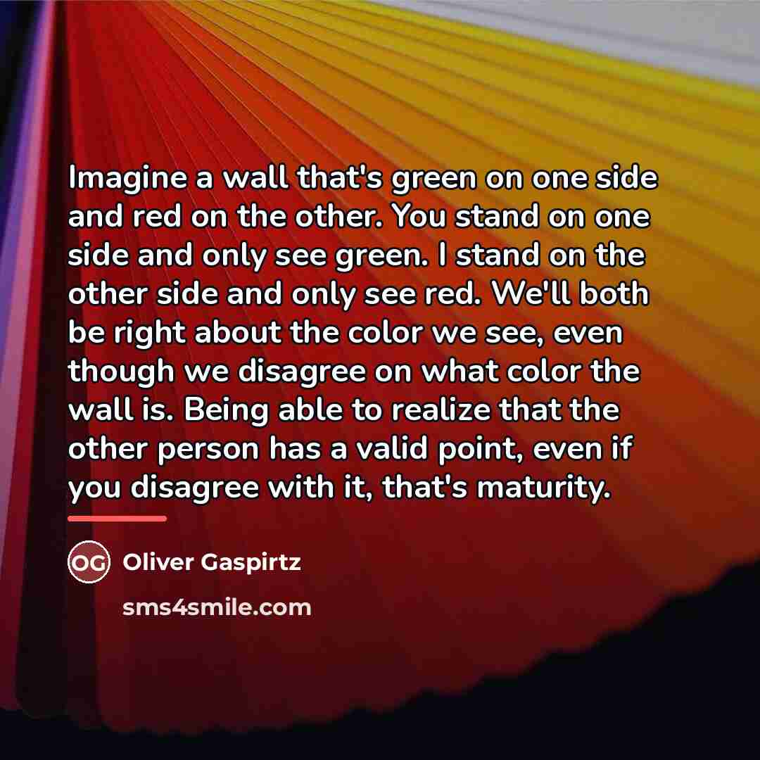 “Imagine a wall that's green on one side and red…” quote by Oliver Gaspirtz