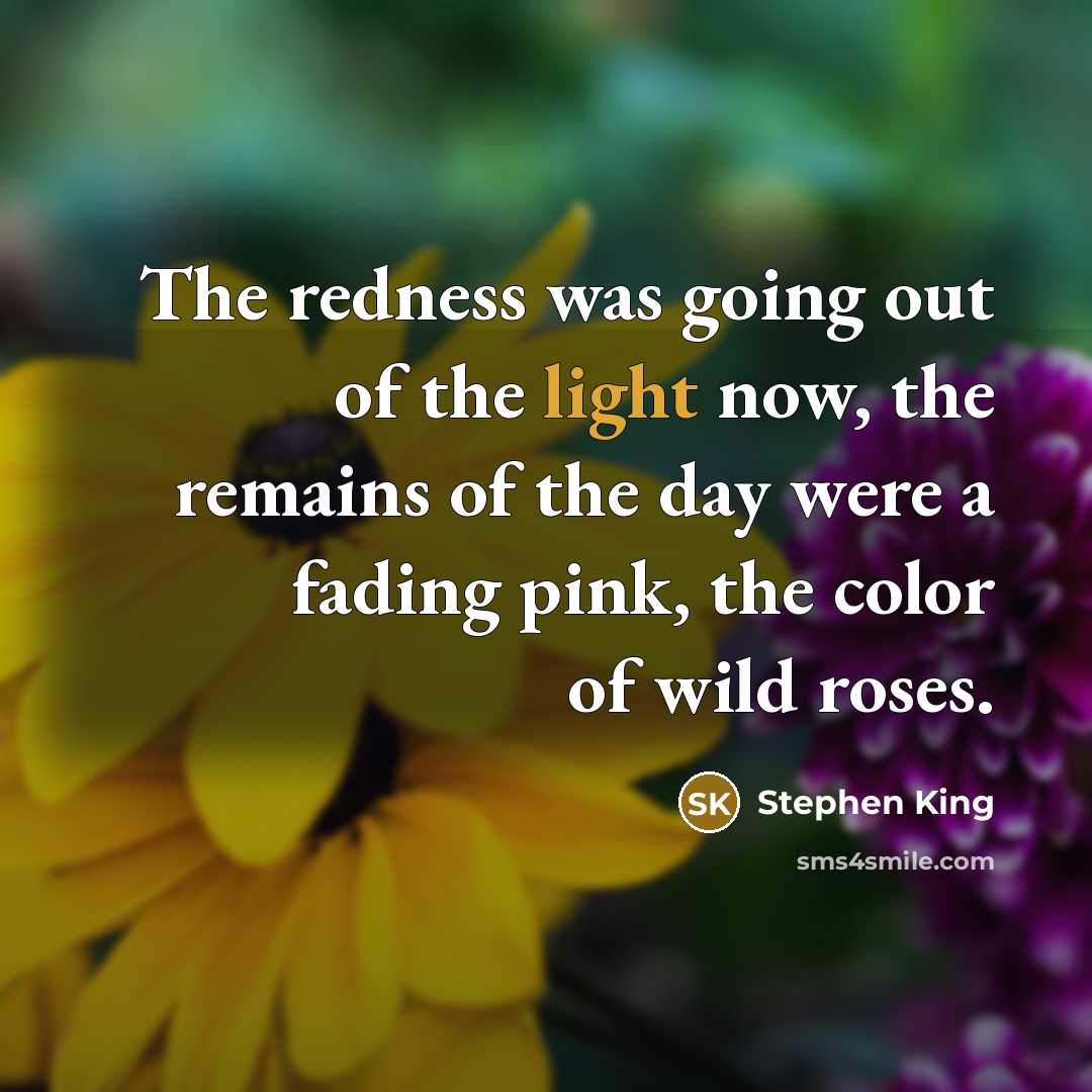 “The redness was going out of the light now, the…” quote by Stephen King