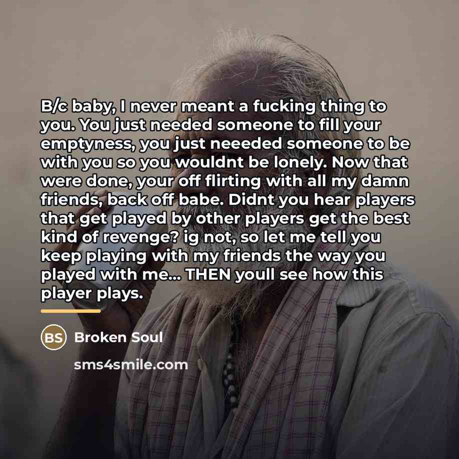 “B/c baby, I never meant a fucking thing to you.…” quote by Broken Soul