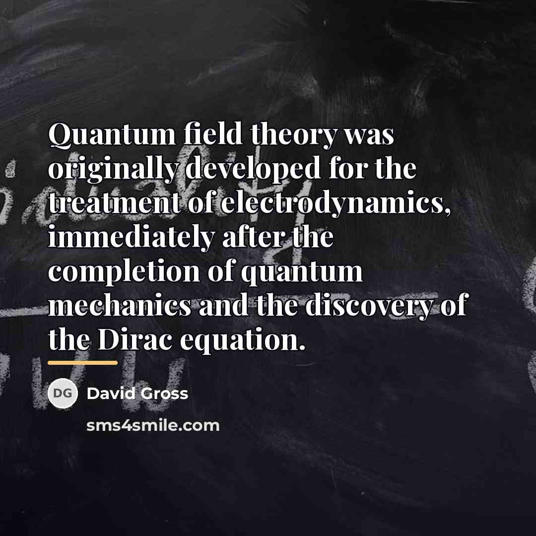 “Quantum field theory was originally developed for the treatment of…” quote by David Gross