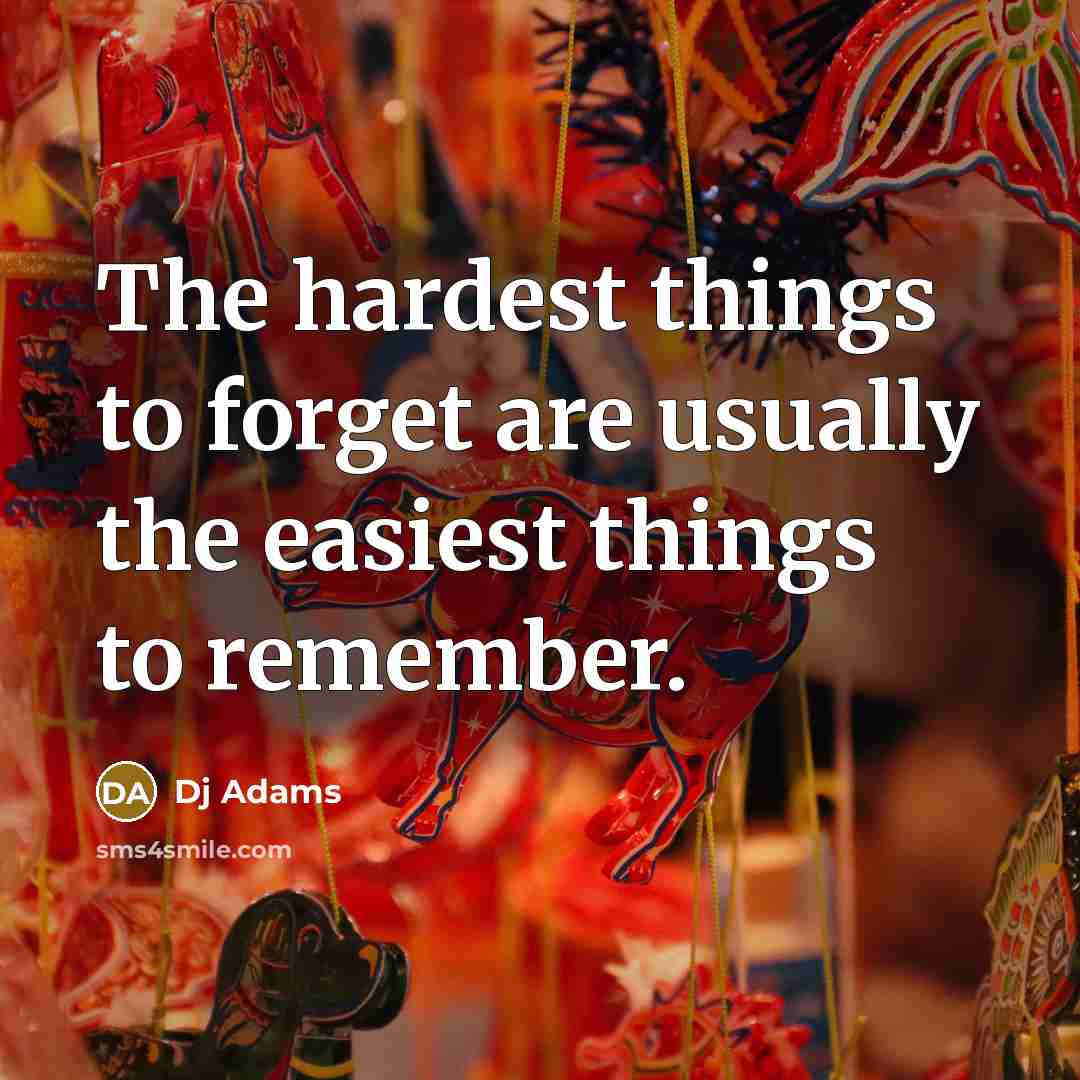 “The hardest things to forget are usually the easiest things…” quote by DJ Adams