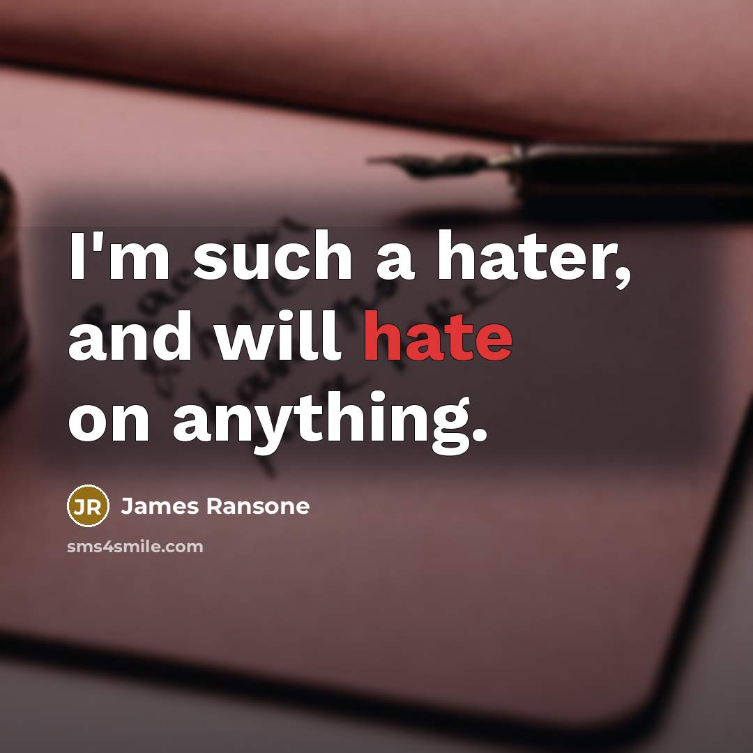 “I'm such a hater, and will hate on anything.…” quote by James Ransone