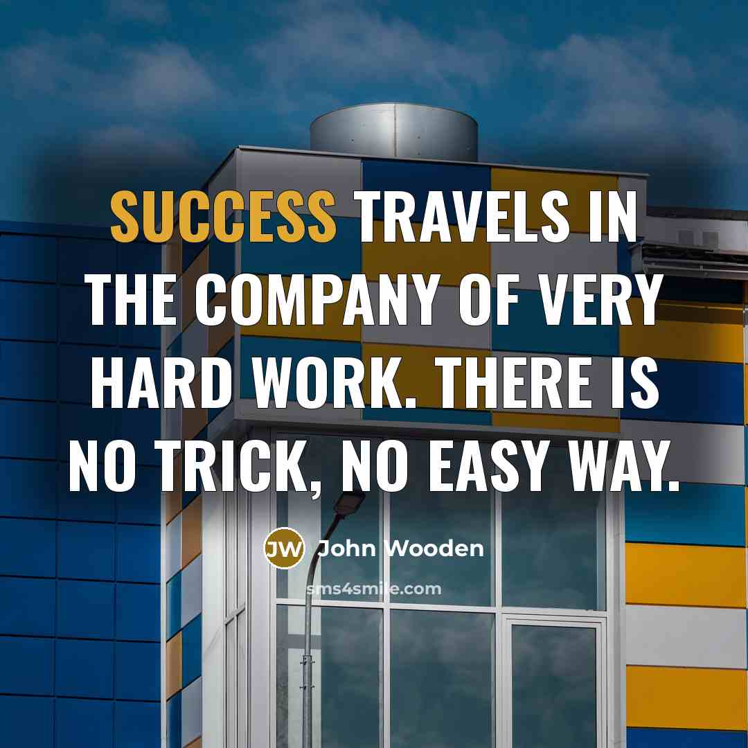 “Success travels in the company of very hard work. There…” quote by John Wooden