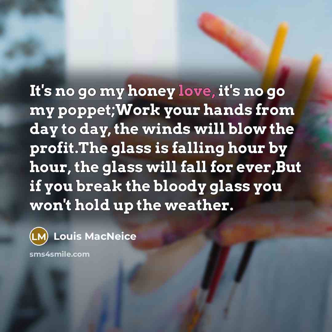 “It's no go my honey love, it's no go my…” quote by Louis MacNeice