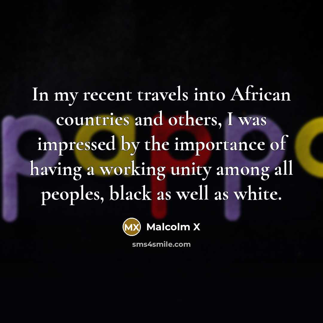 “In my recent travels into African countries and others, I…” quote by Malcolm X