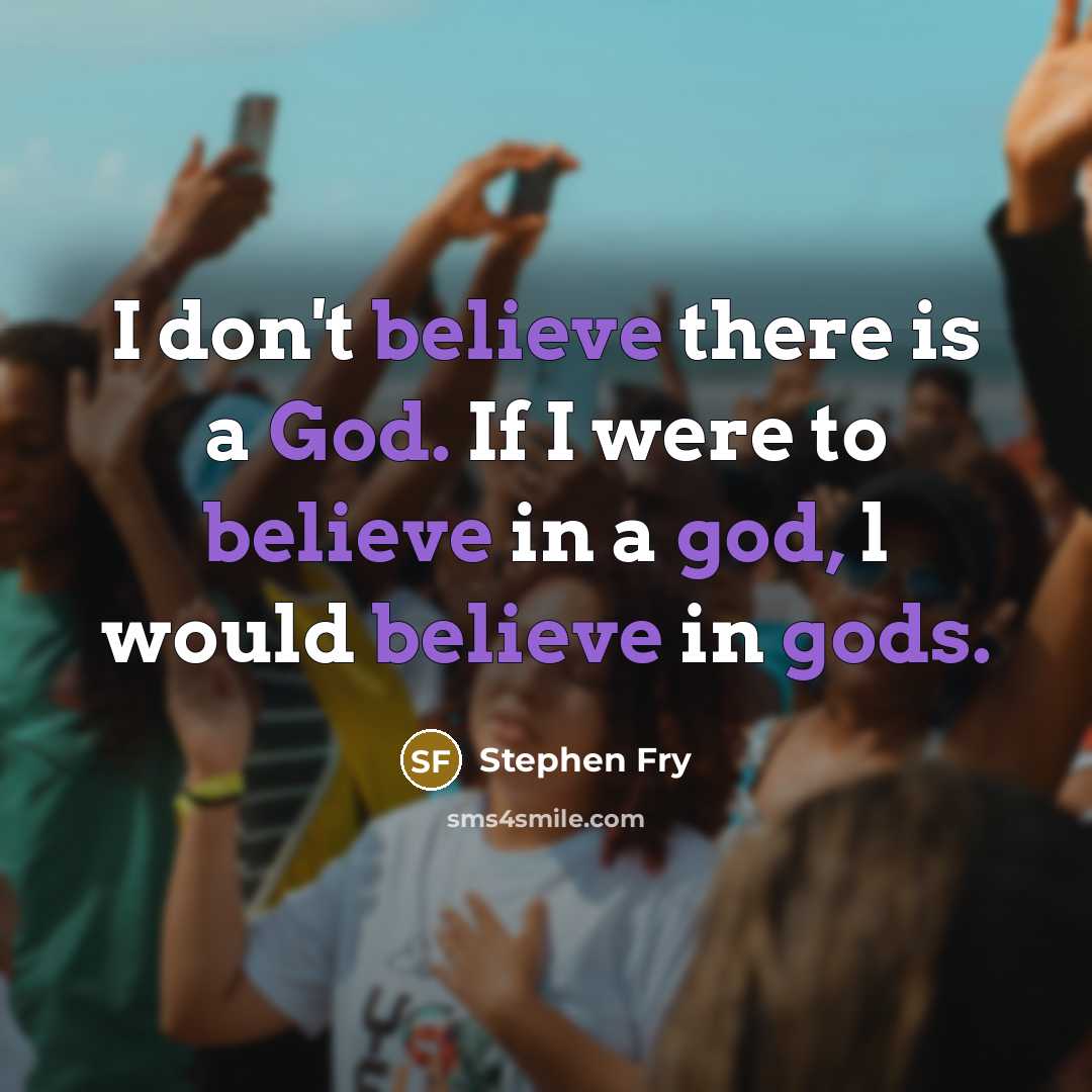 “I don't believe there is a God. If I were…” quote by Stephen Fry