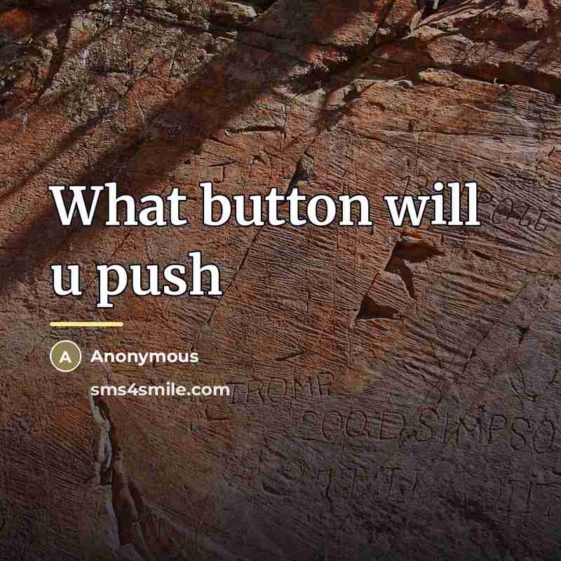 “What button will u push…” quote by Anonymous
