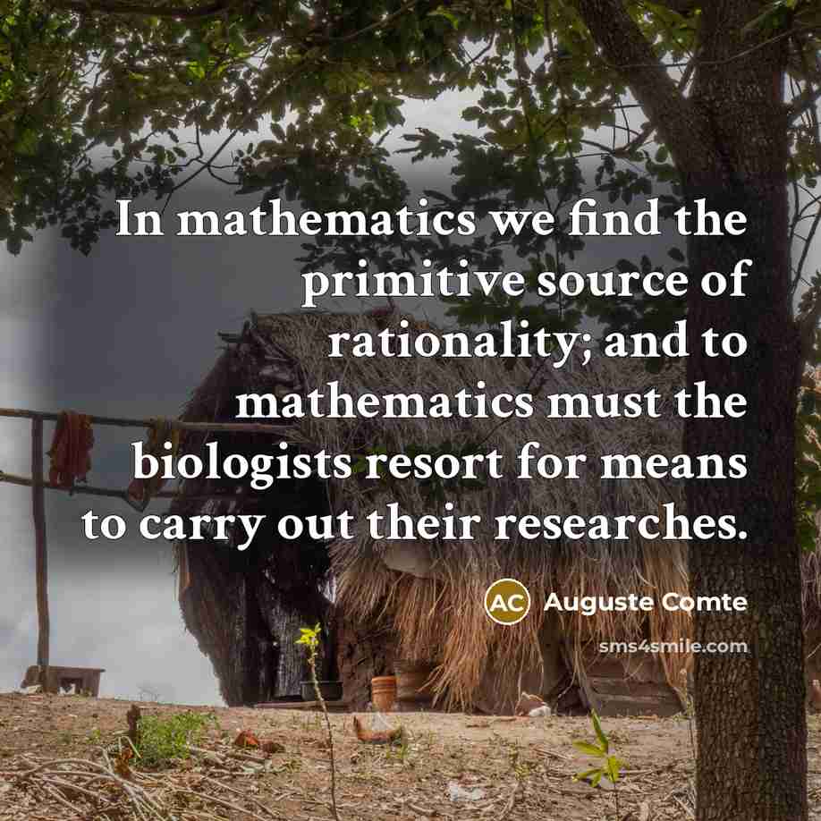 “In mathematics we find the primitive source of rationality; and…” quote by Auguste Comte