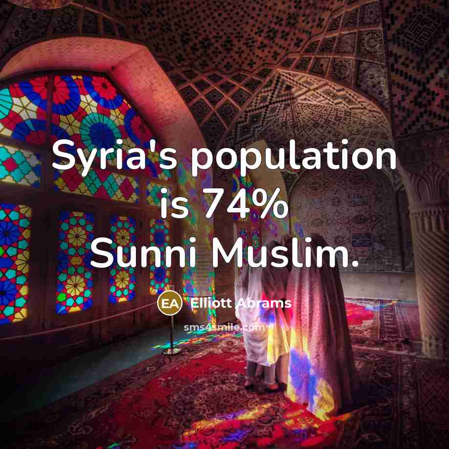 “Syria's population is 74% Sunni Muslim.…” quote by Elliott Abrams