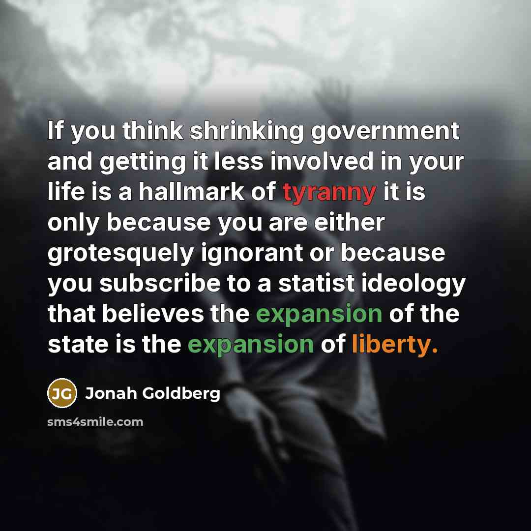 “If you think shrinking government and getting it less involved…” quote by Jonah Goldberg