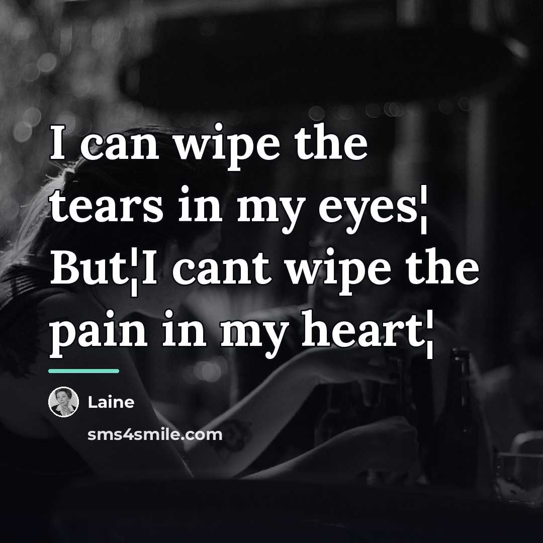 “I can wipe the tears in my eyes¦ But¦I cant…” quote by Laine