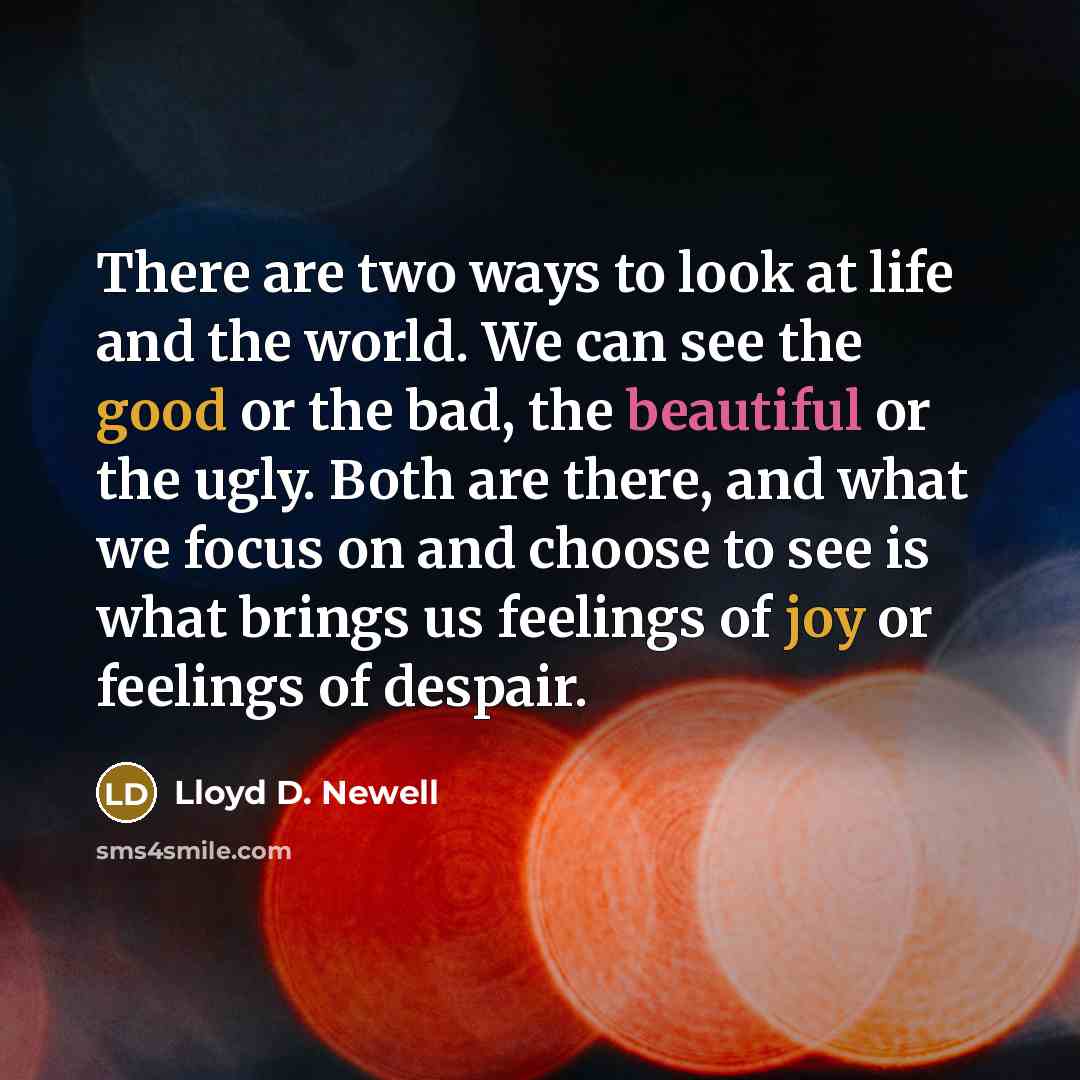 “There are two ways to look at life and the…” quote by Lloyd D. Newell