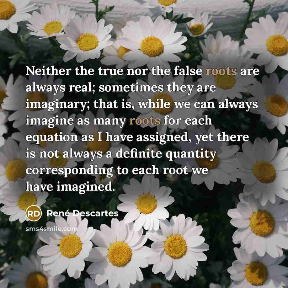 “Neither the true nor the false roots are always real;…” quote by Rene Descartes