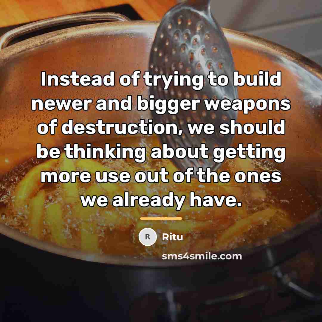 “Instead of trying to build newer and bigger weapons of…” quote by Ritu