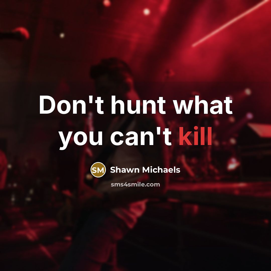 “Don't hunt what you can't kill…” quote by Shawn Michaels
