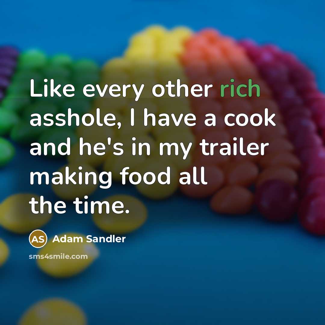 “Like every other rich asshole, I have a cook and…” quote by Adam Sandler