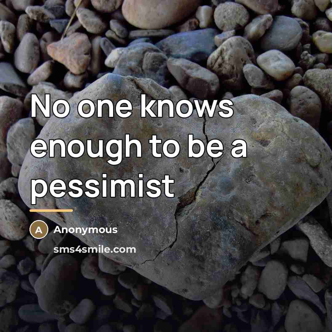 “No one knows enough to be a pessimist…” quote by Anonymous