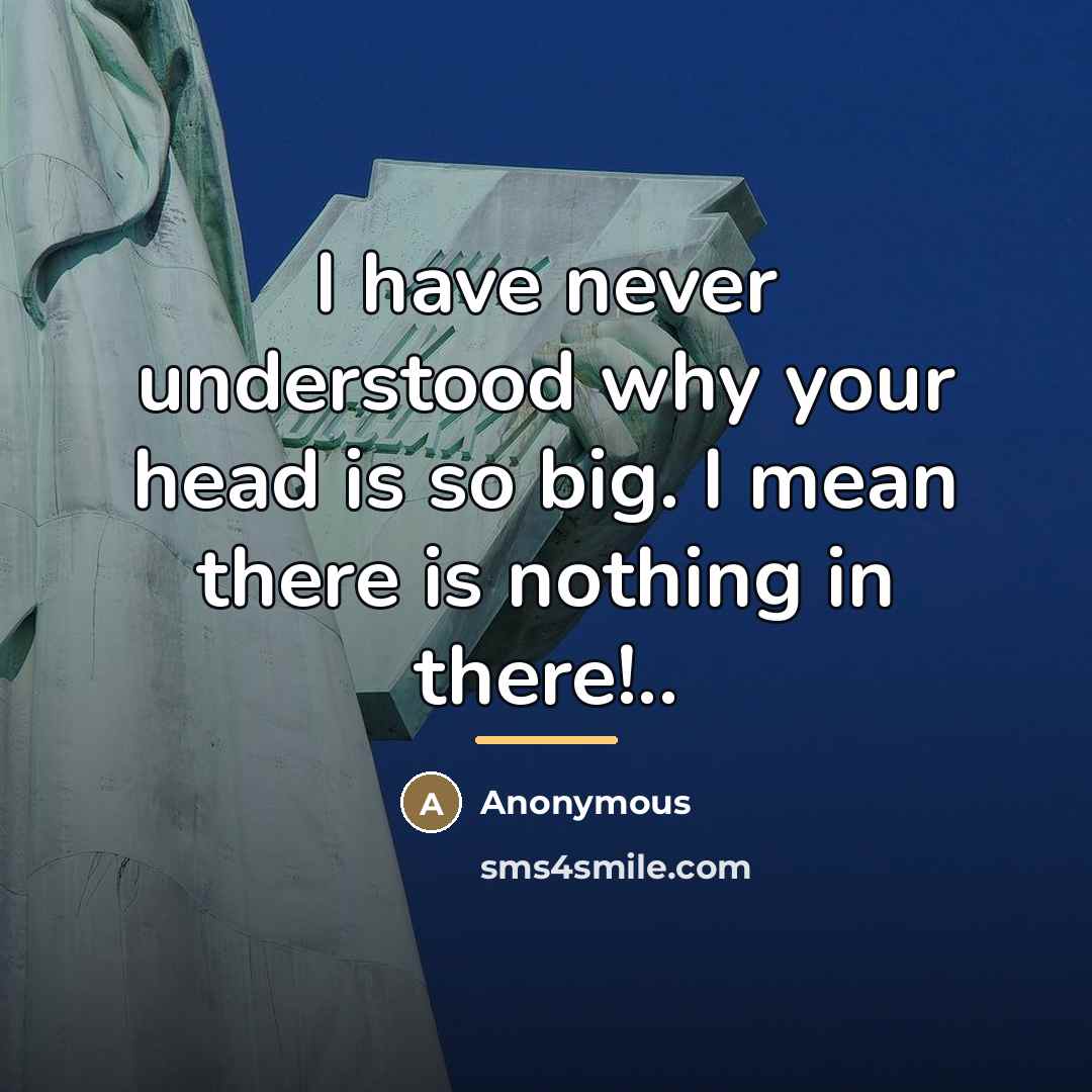 “I have never understood why your head is so big.…” quote by Anonymous