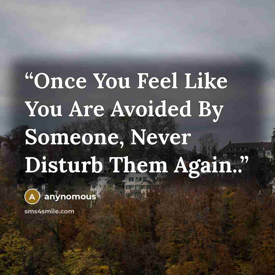 “Once You Feel Like You Are Avoided By Someone, Never Disturb Them Again..” quote by Anynomous